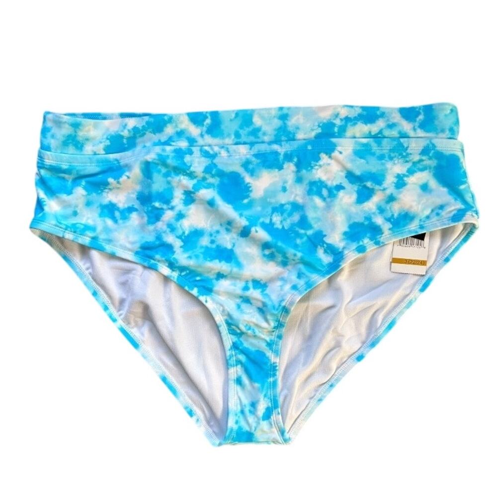 California Waves High Waist Bikini Bottoms Blue Dye Size 3X 22/24 NWT